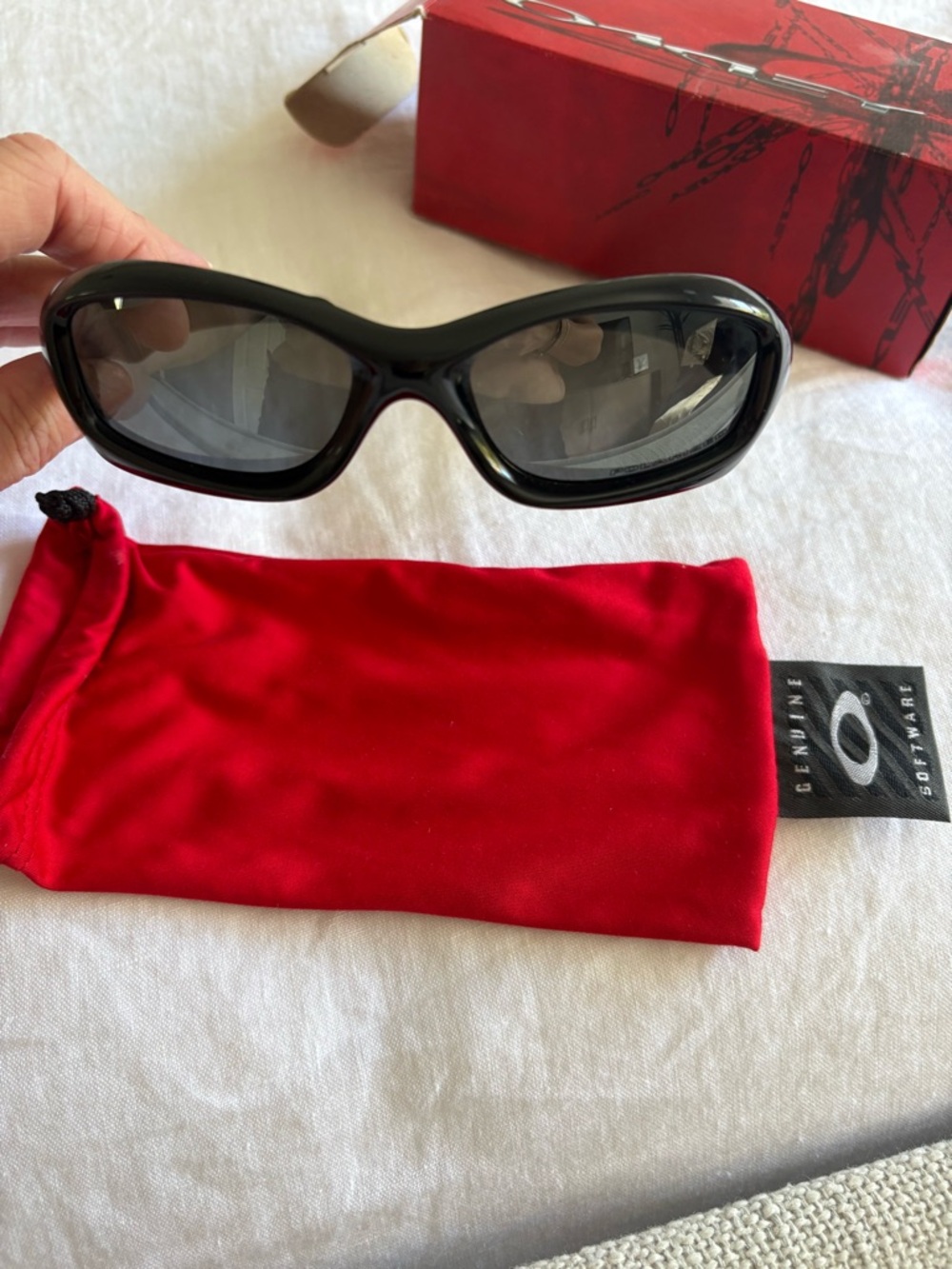 Oakley Women's Fatcat Black Wrap Sunglasses with Gray Lenses